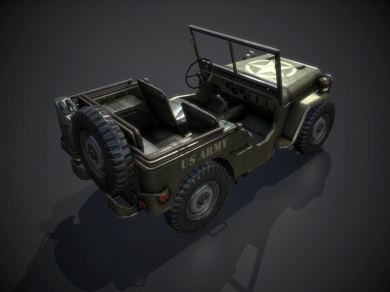 Low Poly Willys MB Low-poly 3D model_3
