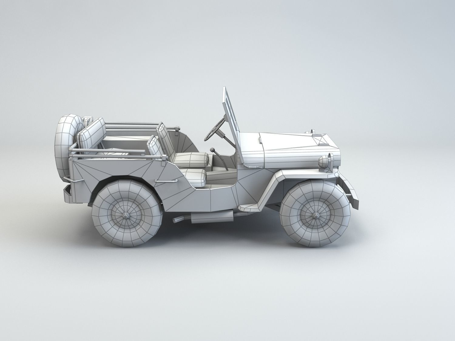 Low Poly Willys MB Low-poly 3D model_9
