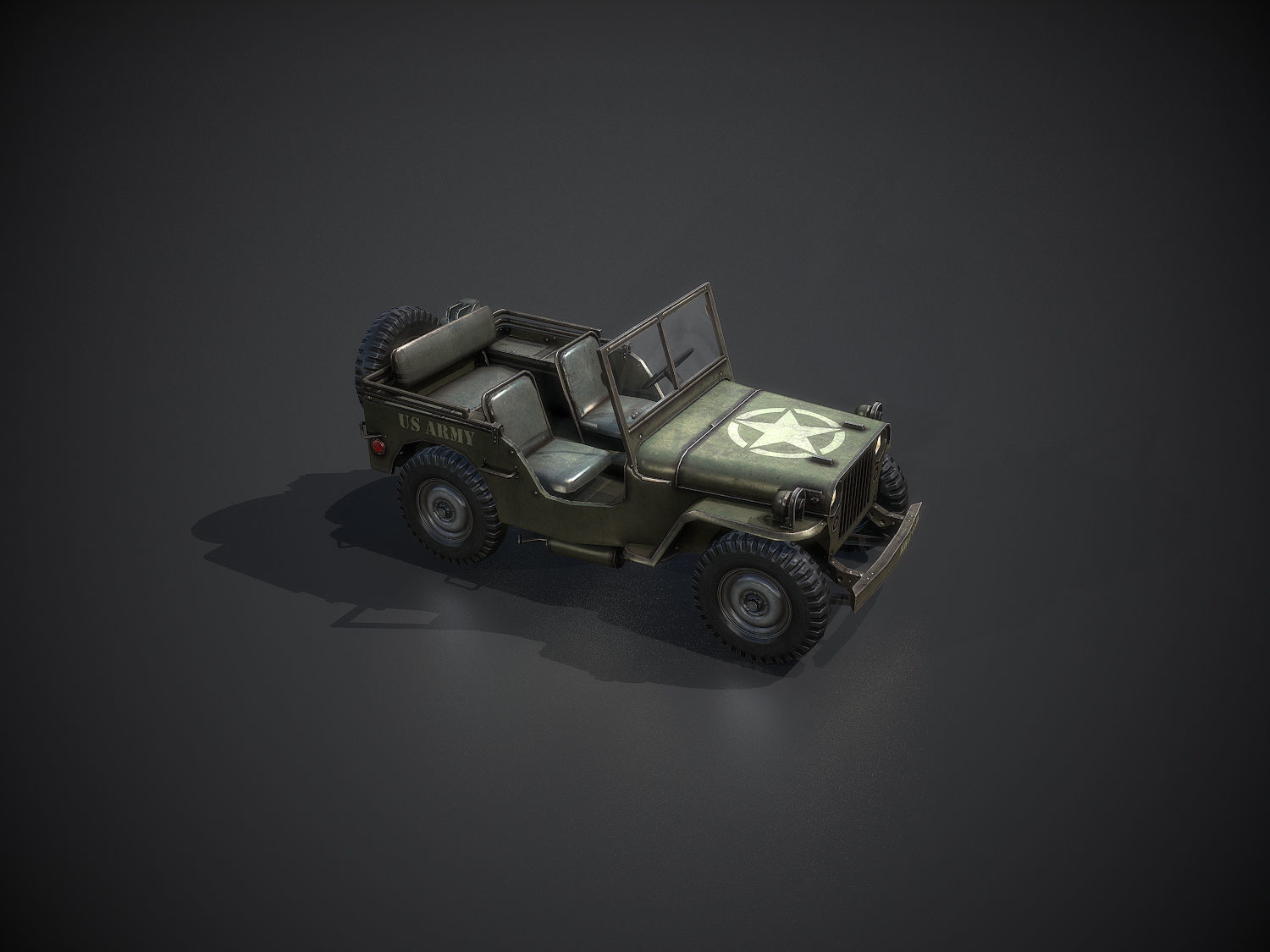Low Poly Willys MB Low-poly 3D model_4