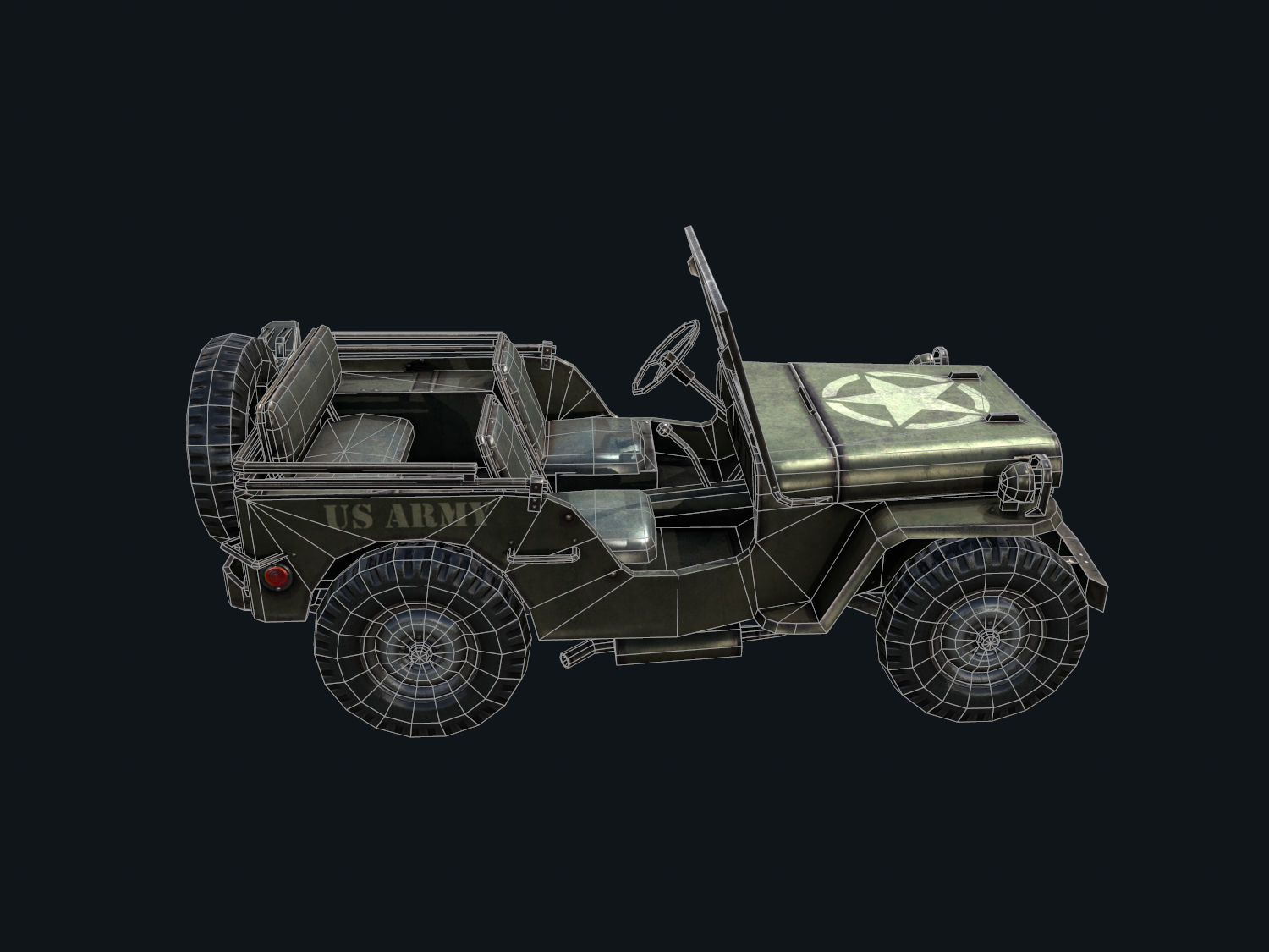 Low Poly Willys MB Low-poly 3D model_6