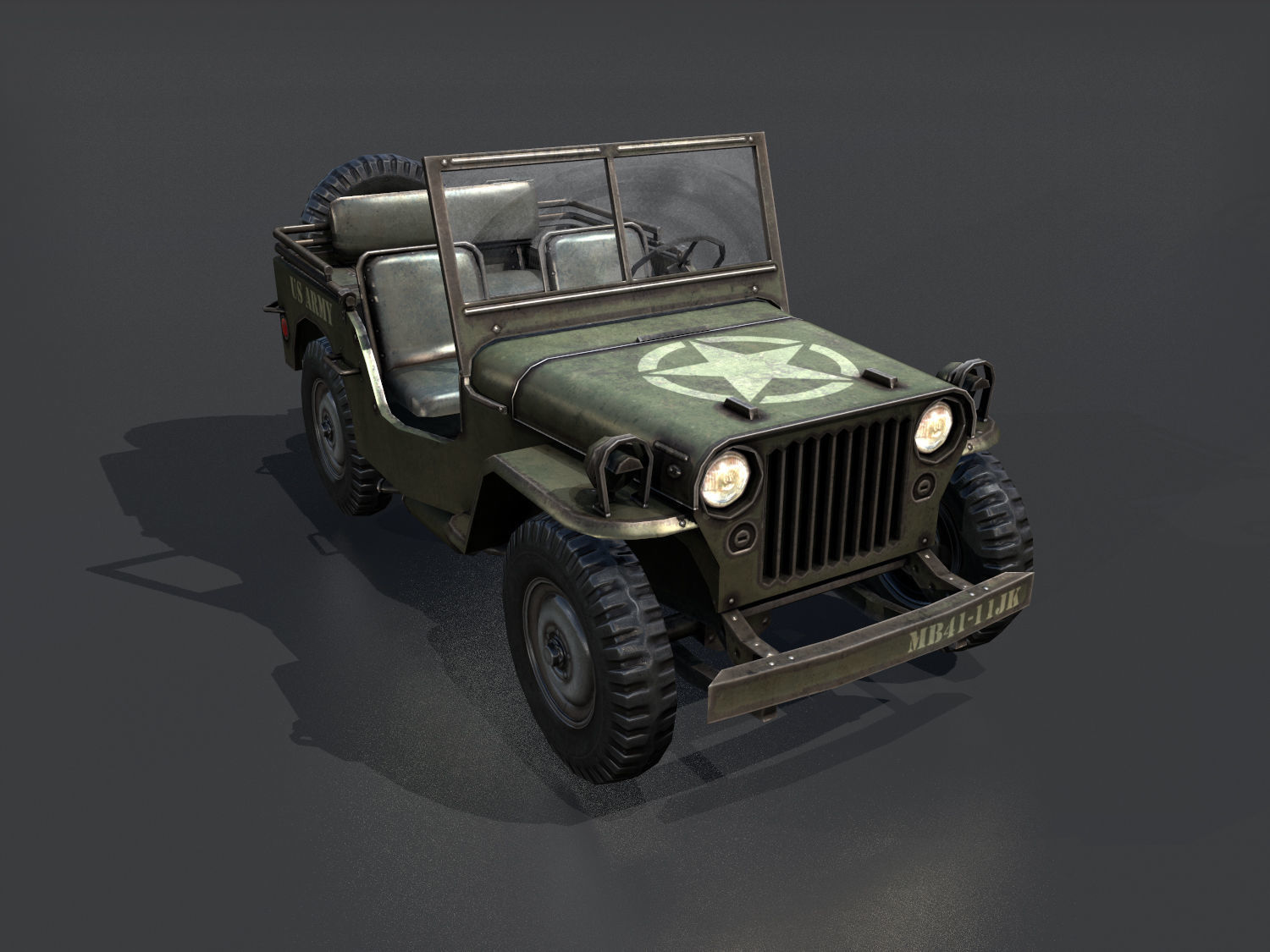 Low Poly Willys MB Low-poly 3D model_2