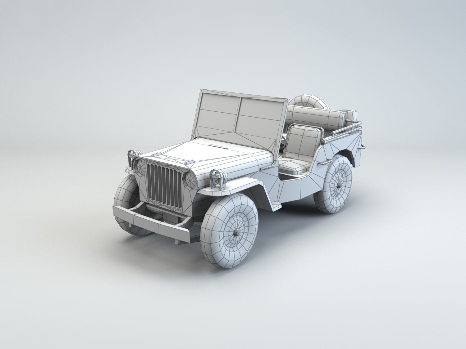 Low Poly Willys MB Low-poly 3D model_7