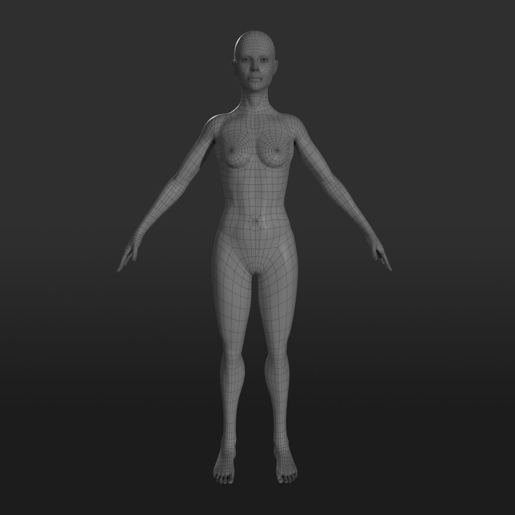 Female Character Base Mesh 3D model_1