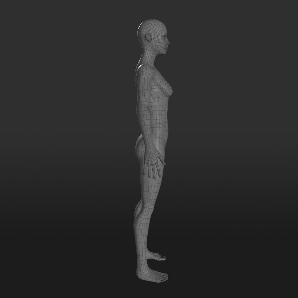 Female Character Base Mesh 3D model_4