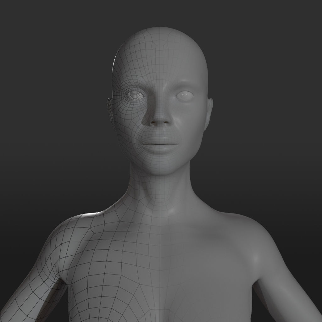 Female Character Base Mesh 3D model_2