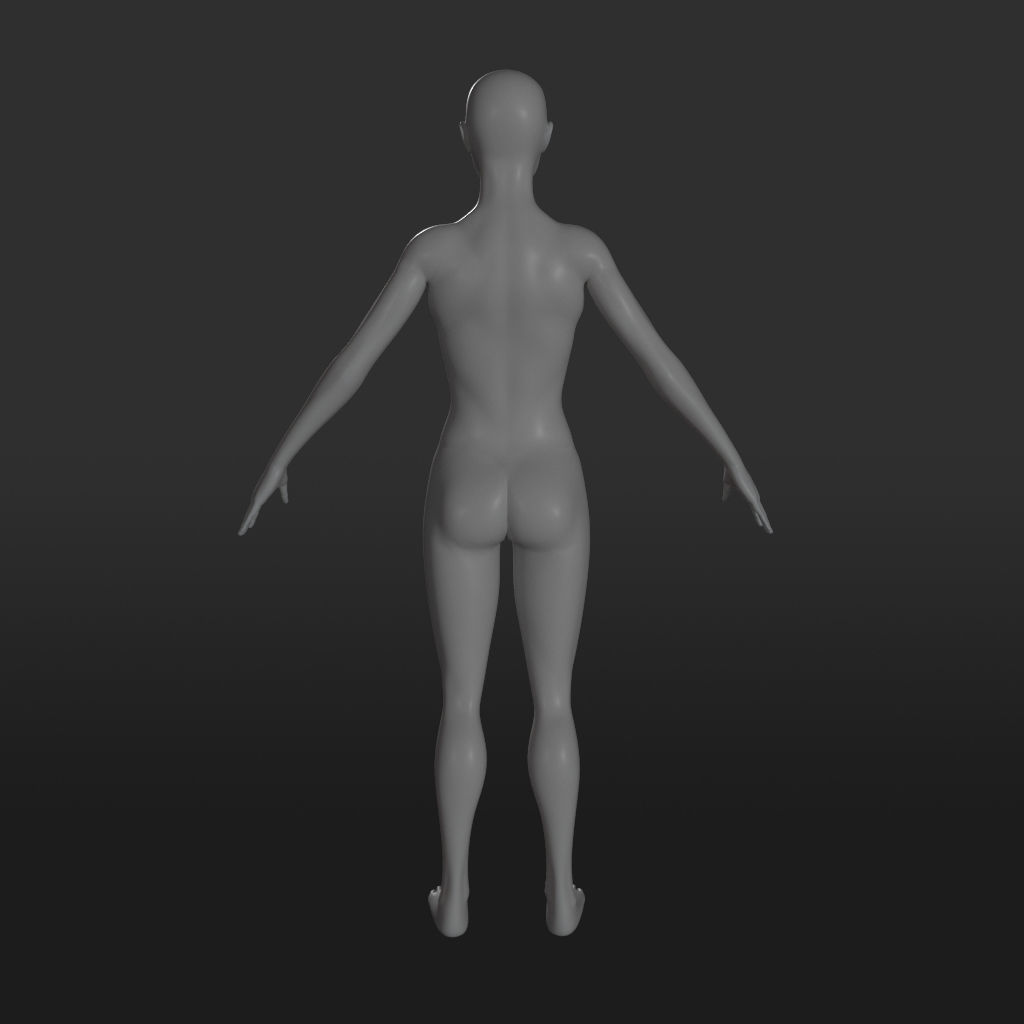Female Character Base Mesh 3D model_5