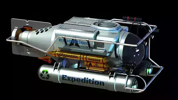 exploration submarine Low-poly 3D model