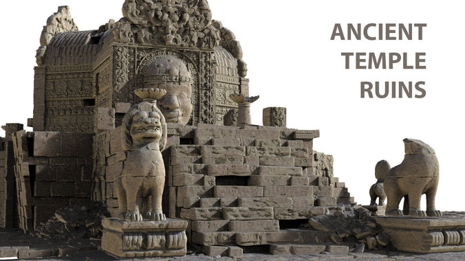 Ancient Temple Ruins High Poly Objects 3D model
