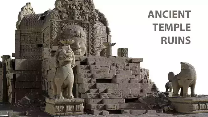 Ancient Temple Ruins High Poly Objects 3D model