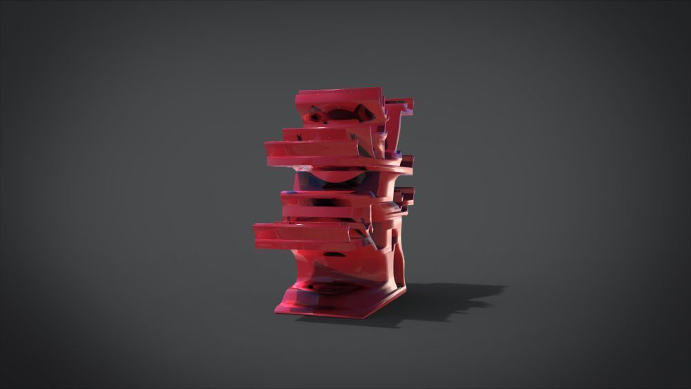 Shelf with deer ornaments Low-poly 3D model_16