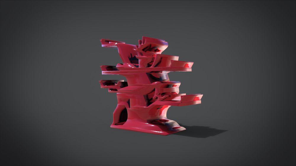 Shelf with deer ornaments Low-poly 3D model_13