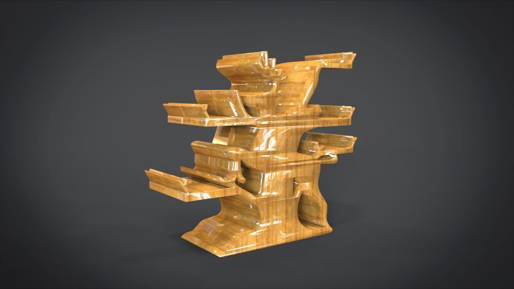 Shelf with deer ornaments Low-poly 3D model_5