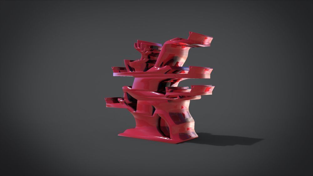 Shelf with deer ornaments Low-poly 3D model_18