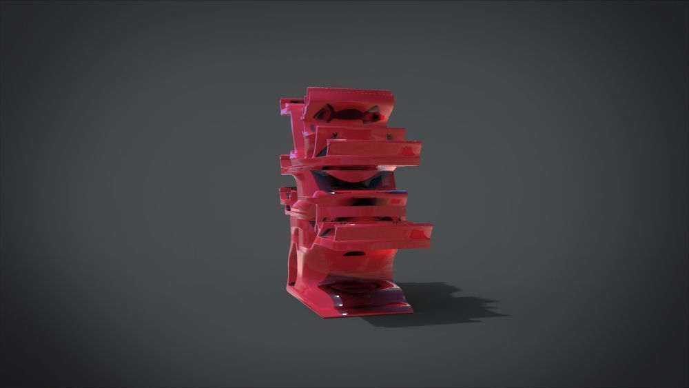 Shelf with deer ornaments Low-poly 3D model_15