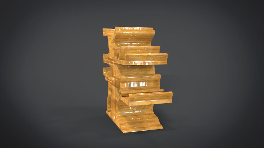 Shelf with deer ornaments Low-poly 3D model_4
