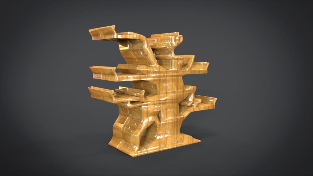 Shelf with deer ornaments Low-poly 3D model_11