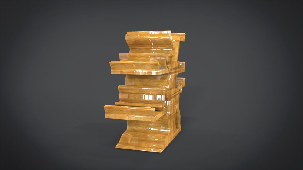 Shelf with deer ornaments Low-poly 3D model_6