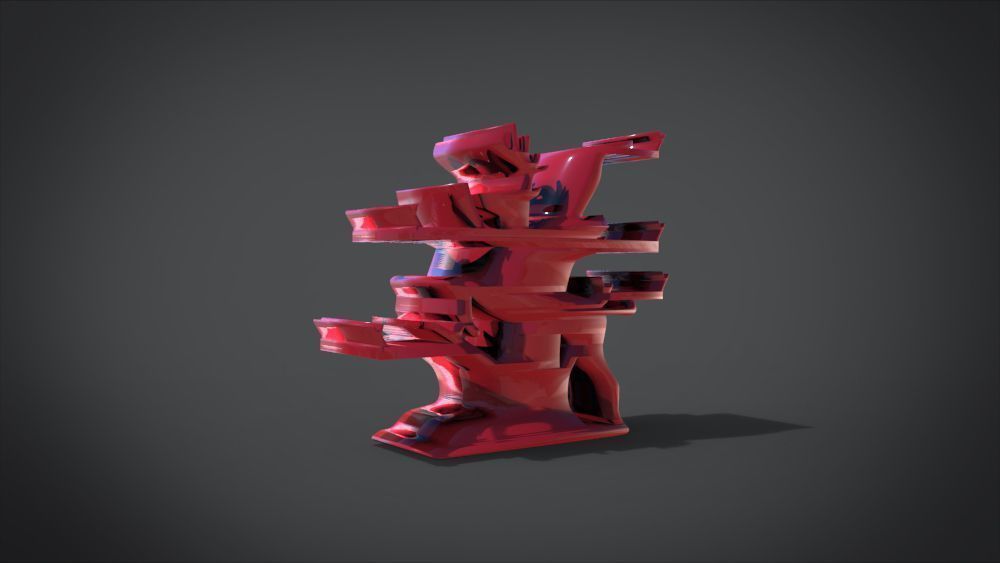 Shelf with deer ornaments Low-poly 3D model_14