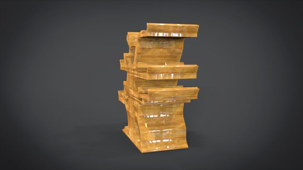 Shelf with deer ornaments Low-poly 3D model_8