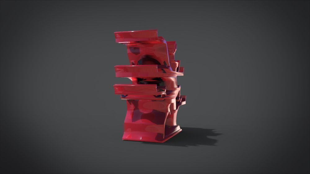 Shelf with deer ornaments Low-poly 3D model_20