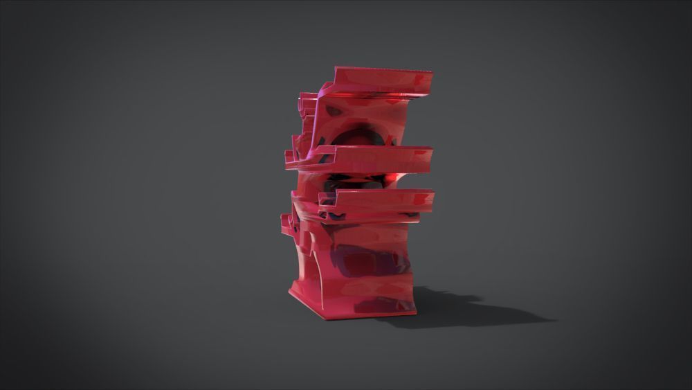 Shelf with deer ornaments Low-poly 3D model_21