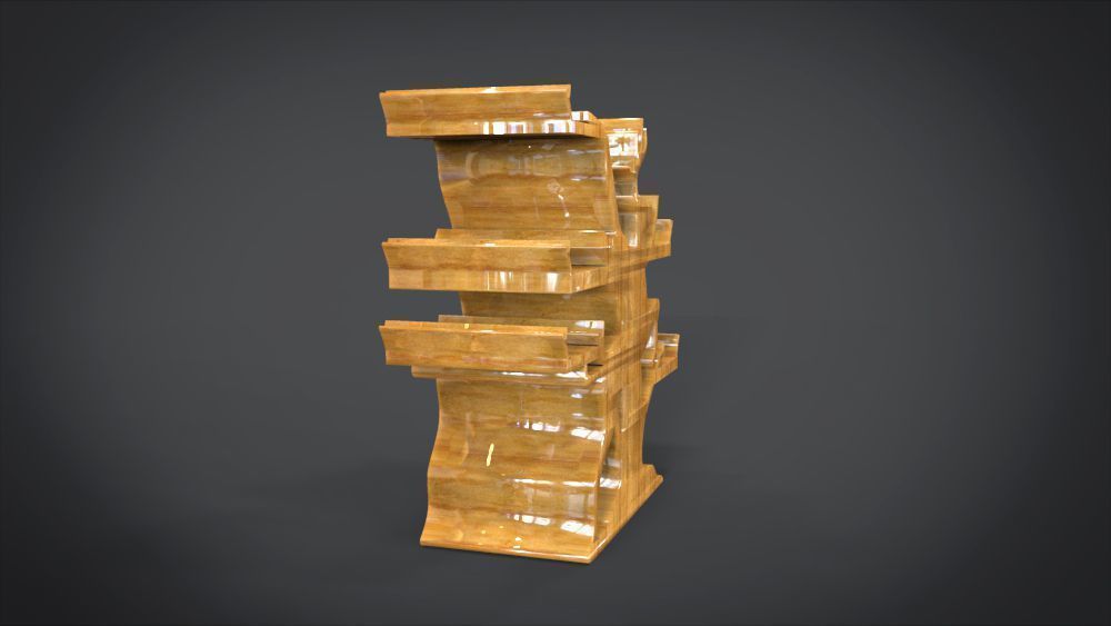 Shelf with deer ornaments Low-poly 3D model_10