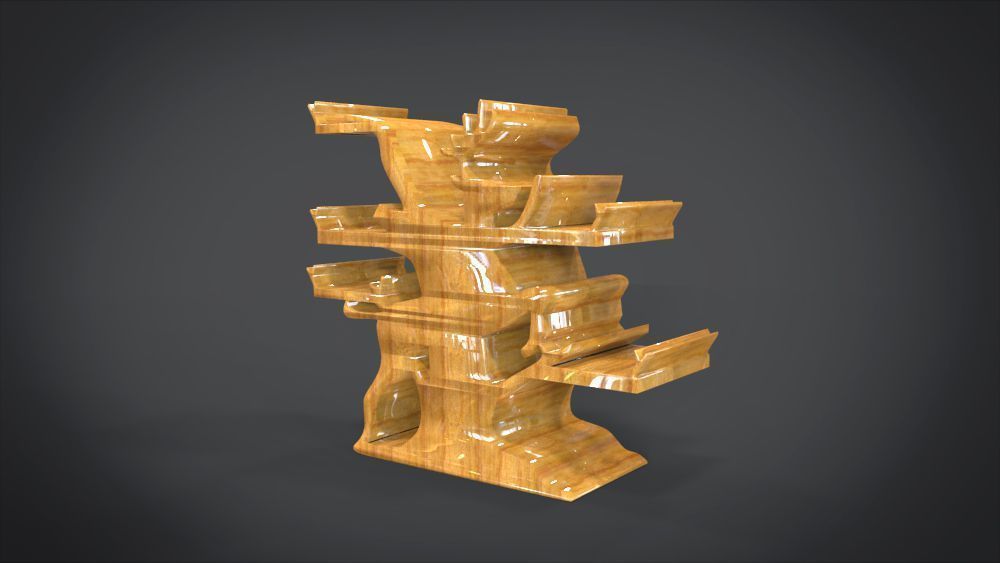 Shelf with deer ornaments Low-poly 3D model_3