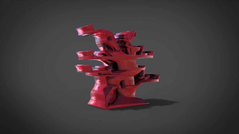 Shelf with deer ornaments Low-poly 3D model_19