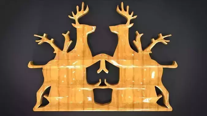 Wall decoration with deer motif Low-poly 3D model