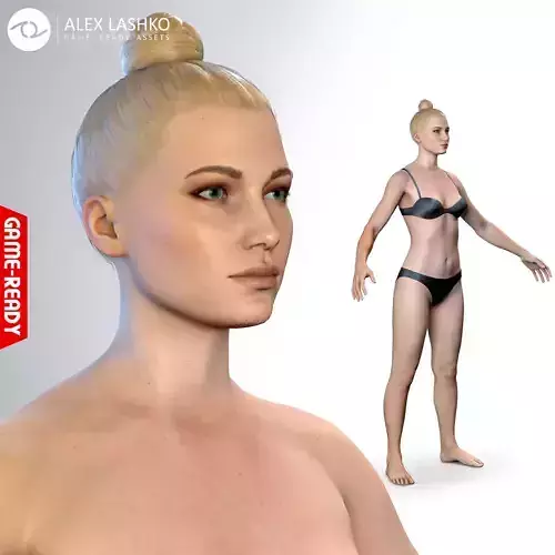 Average Caucasian Female Body Low-poly 3D model