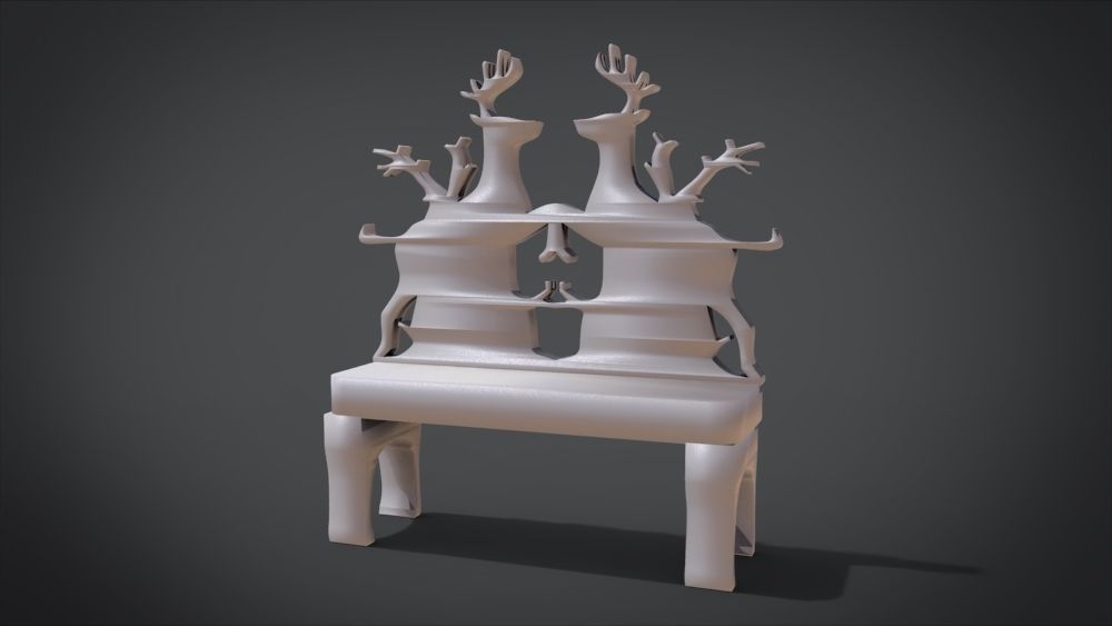 Unique Chair with  Deer Ornament motif 3D print model_22