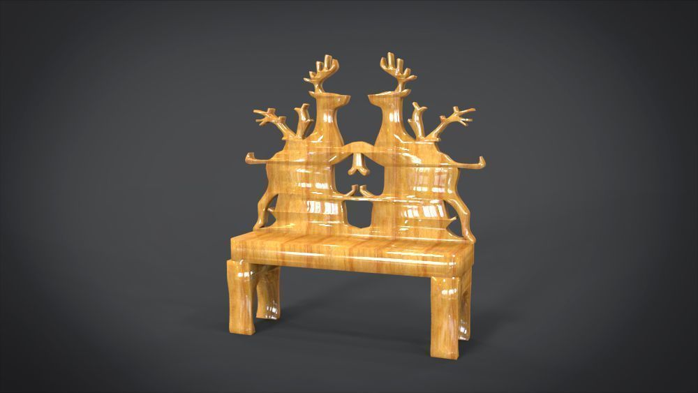 Unique Chair with  Deer Ornament motif 3D print model_4