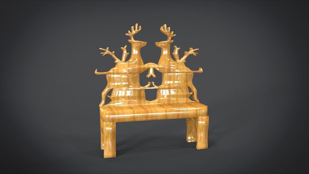 Unique Chair with  Deer Ornament motif 3D print model_3