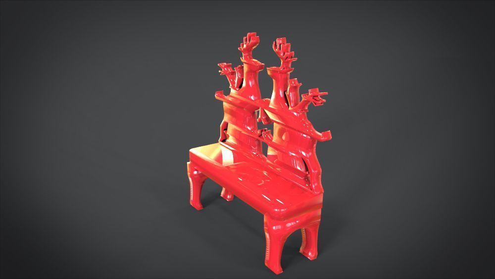 Unique Chair with  Deer Ornament motif 3D print model_15