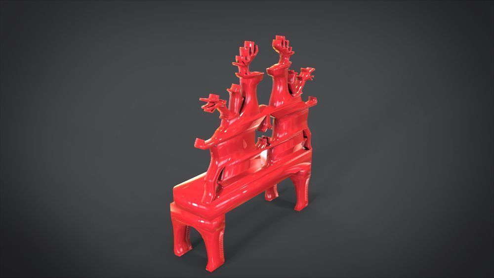 Unique Chair with  Deer Ornament motif 3D print model_17