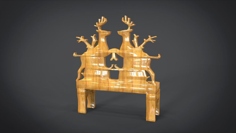 Unique Chair with  Deer Ornament motif 3D print model_11