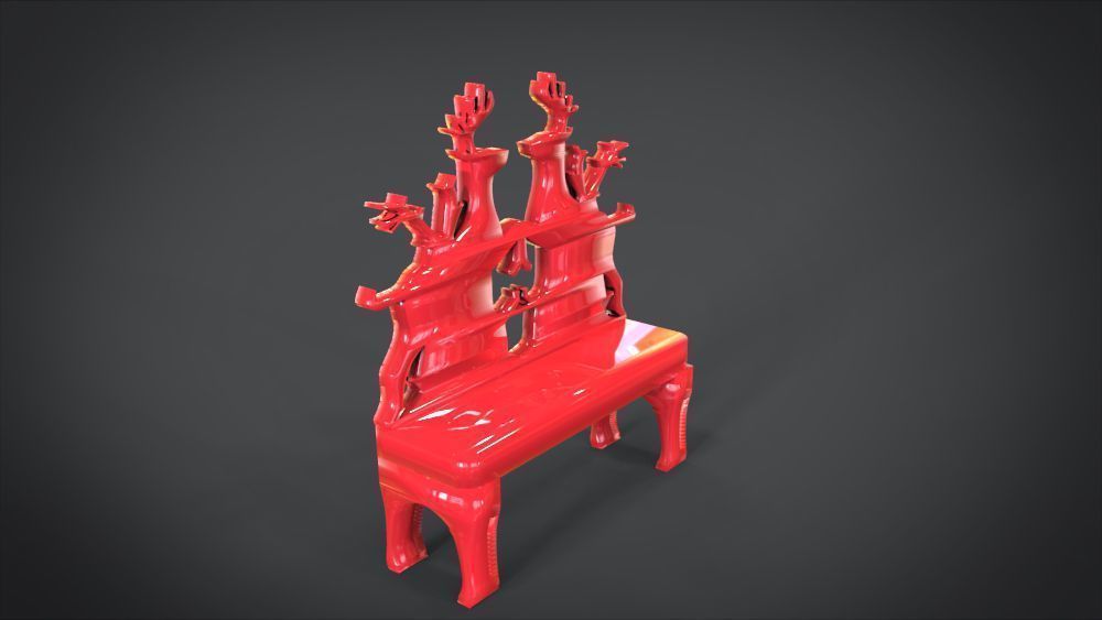 Unique Chair with  Deer Ornament motif 3D print model_13