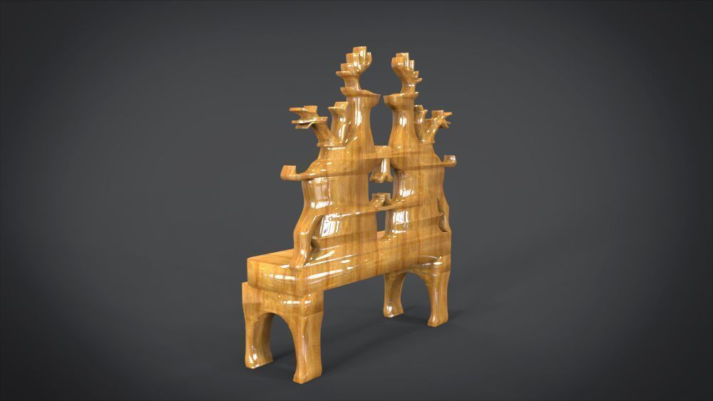 Unique Chair with  Deer Ornament motif 3D print model_7