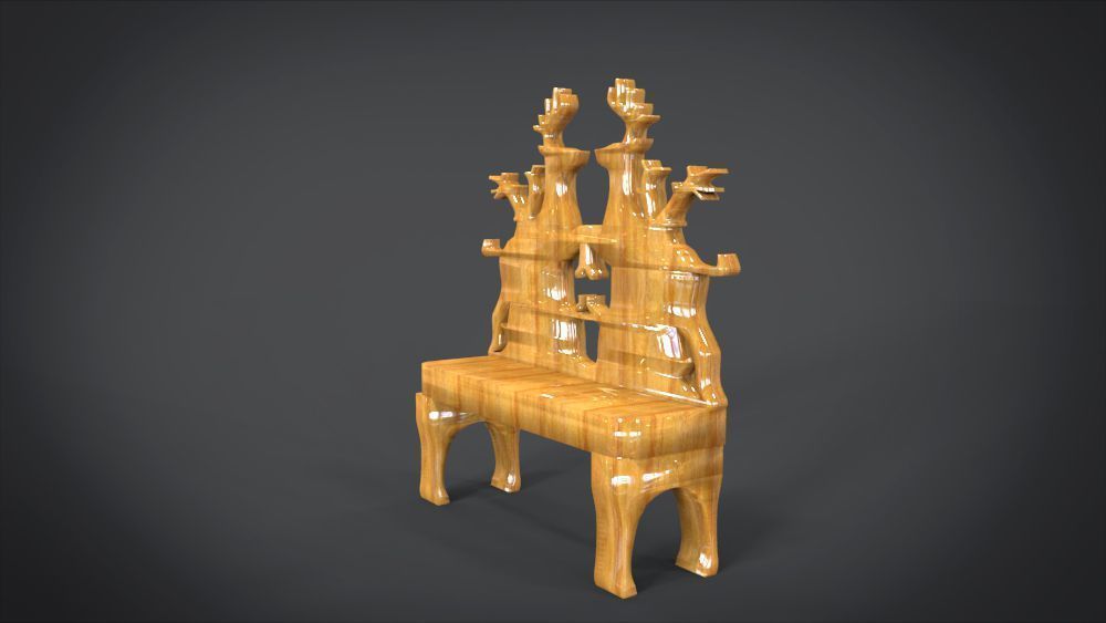 Unique Chair with  Deer Ornament motif 3D print model_6
