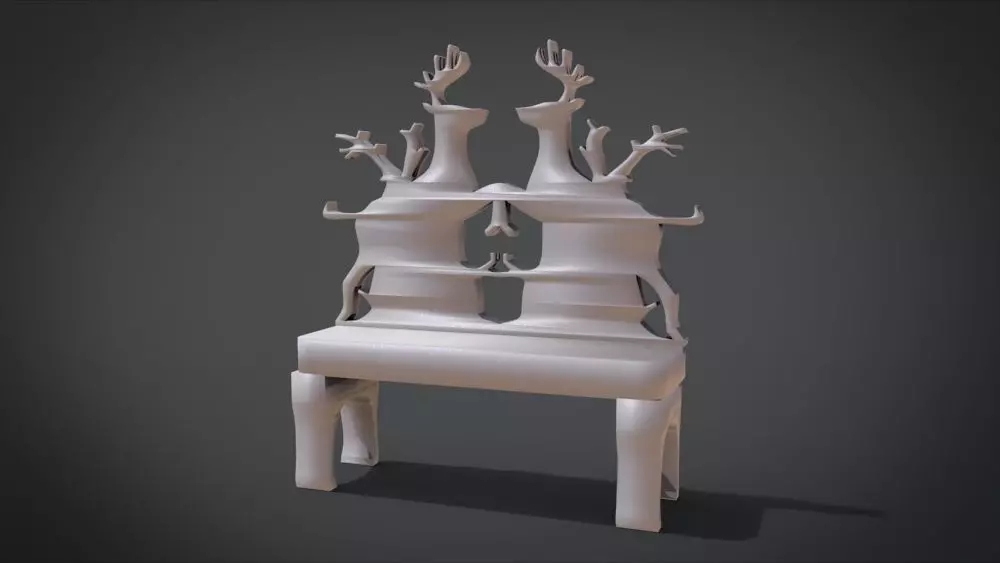 Unique Chair with  Deer Ornament motif 3D print model_0