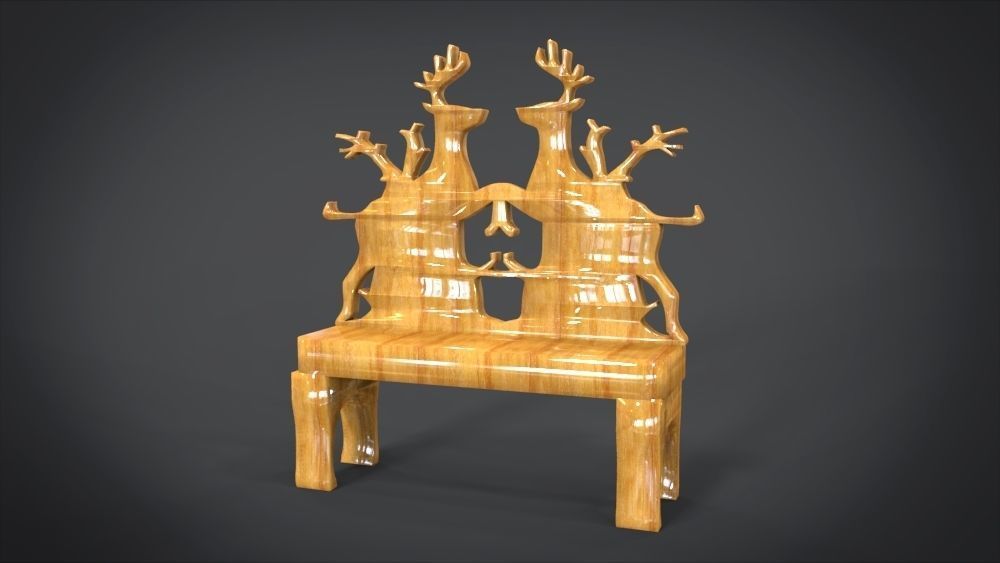 Unique Chair with  Deer Ornament motif 3D print model_1