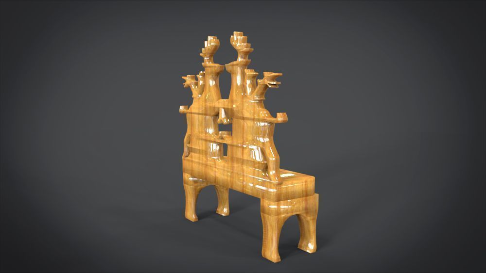 Unique Chair with  Deer Ornament motif 3D print model_10