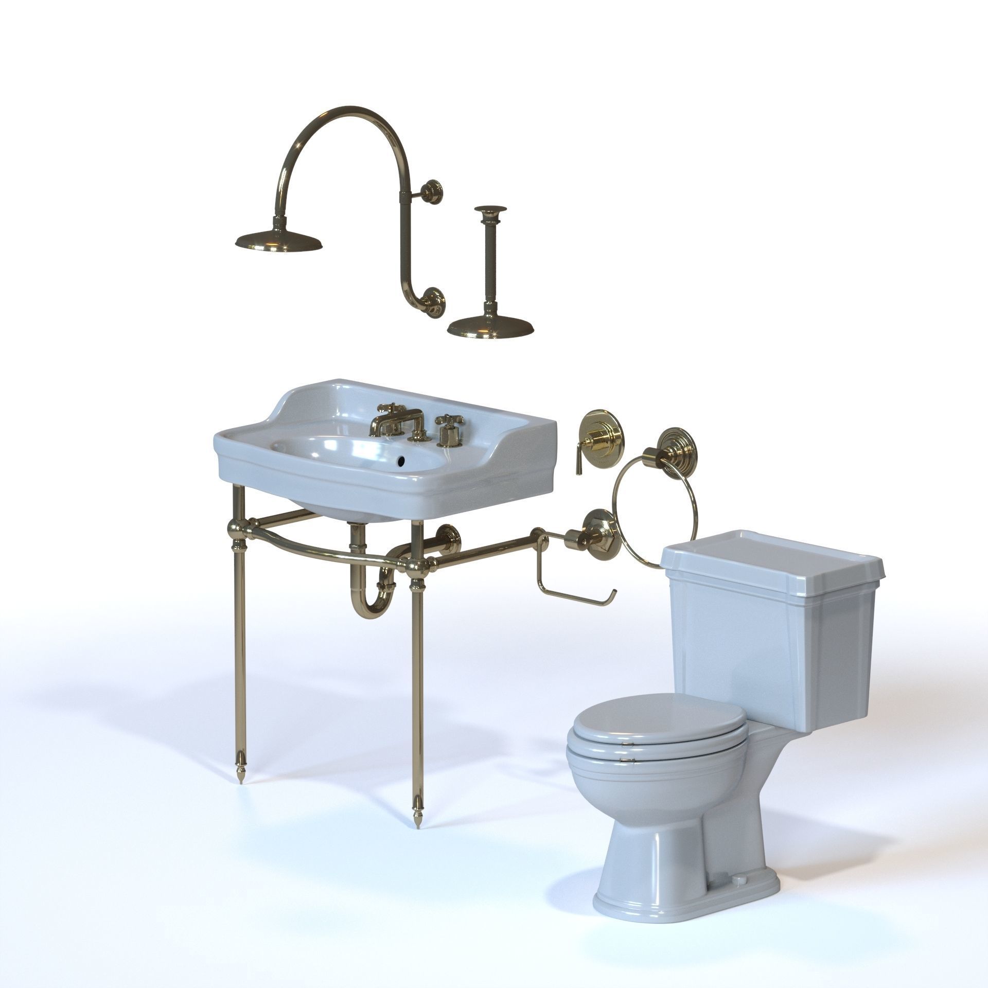 Waterworks Palladio Sink Toilet and Fixtures 3D model CGTrader