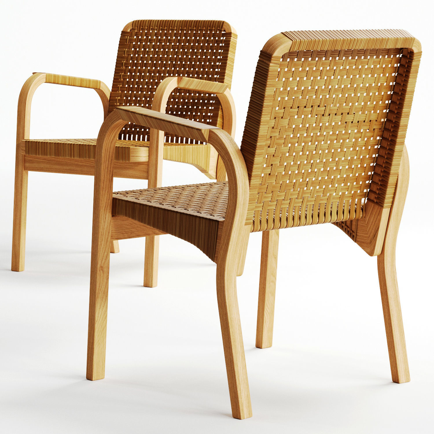 Artek Alvar Aalto - Armchair 45 and Dedon Mbrace Table Low-poly 3D model_3