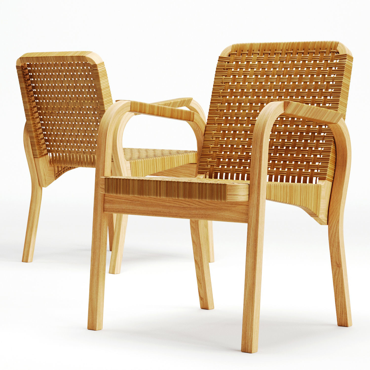 Artek Alvar Aalto - Armchair 45 and Dedon Mbrace Table Low-poly 3D model_1