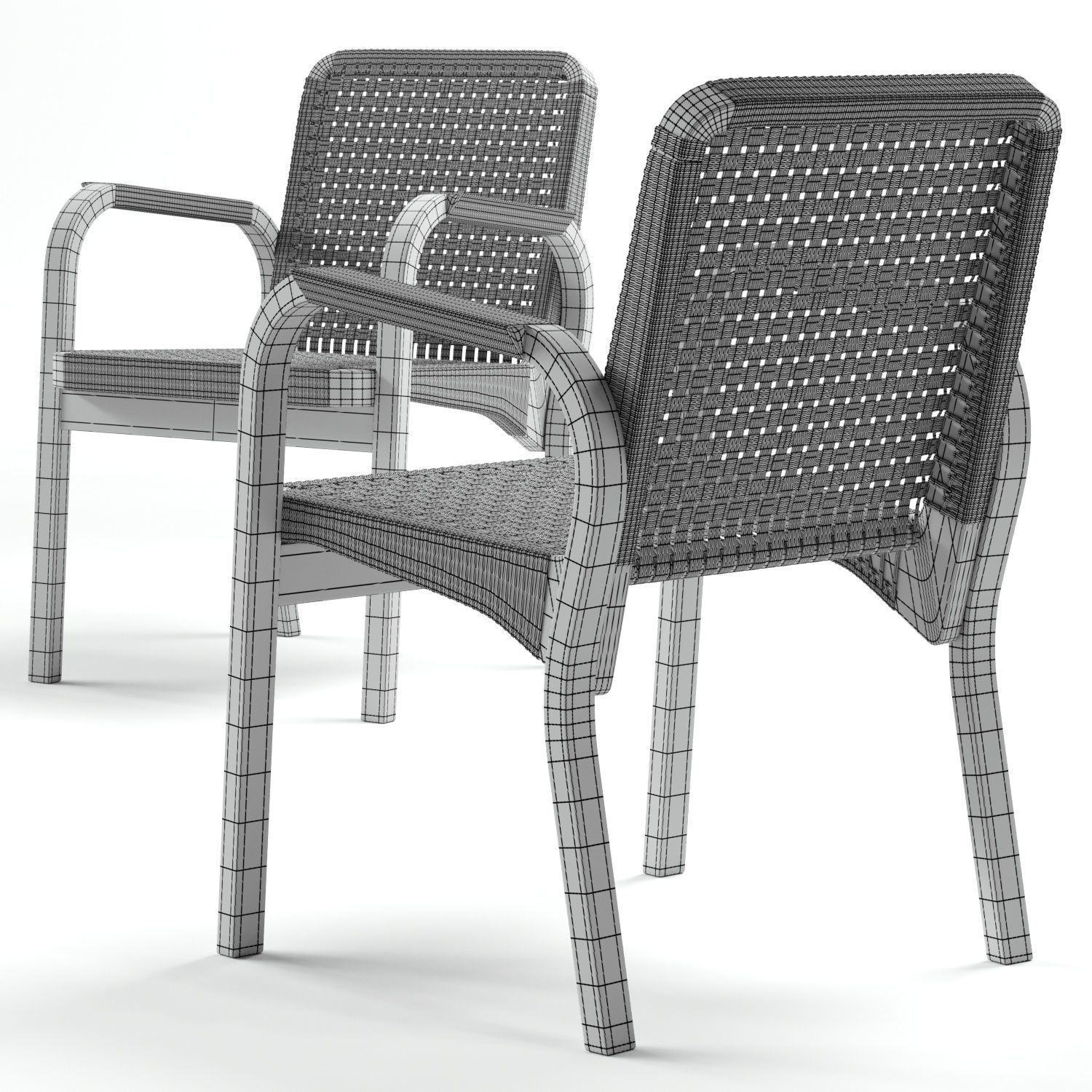 Artek Alvar Aalto - Armchair 45 and Dedon Mbrace Table Low-poly 3D model_5
