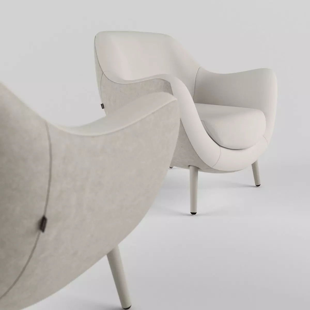 Mad queen type chair  Low-poly 3D model_0