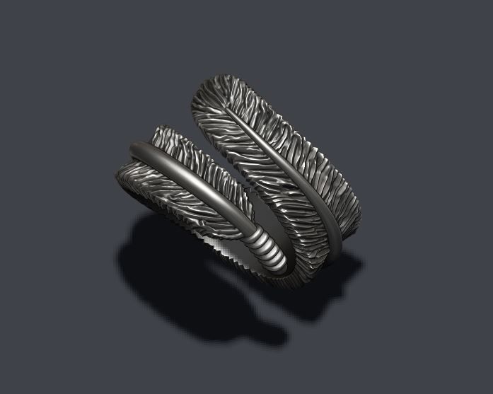 feather ring 3D print model_2