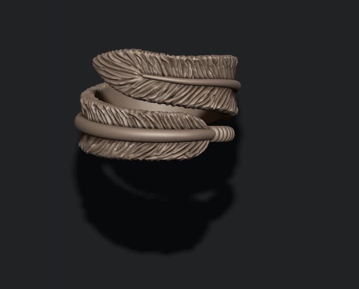 feather ring 3D print model_7