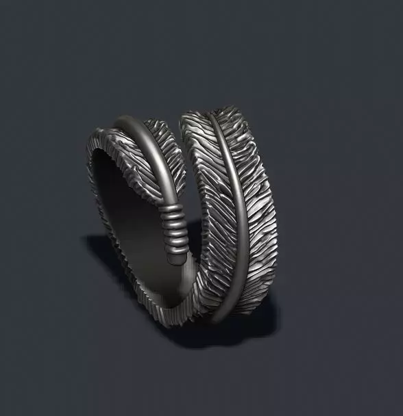 feather ring 3D print model_0